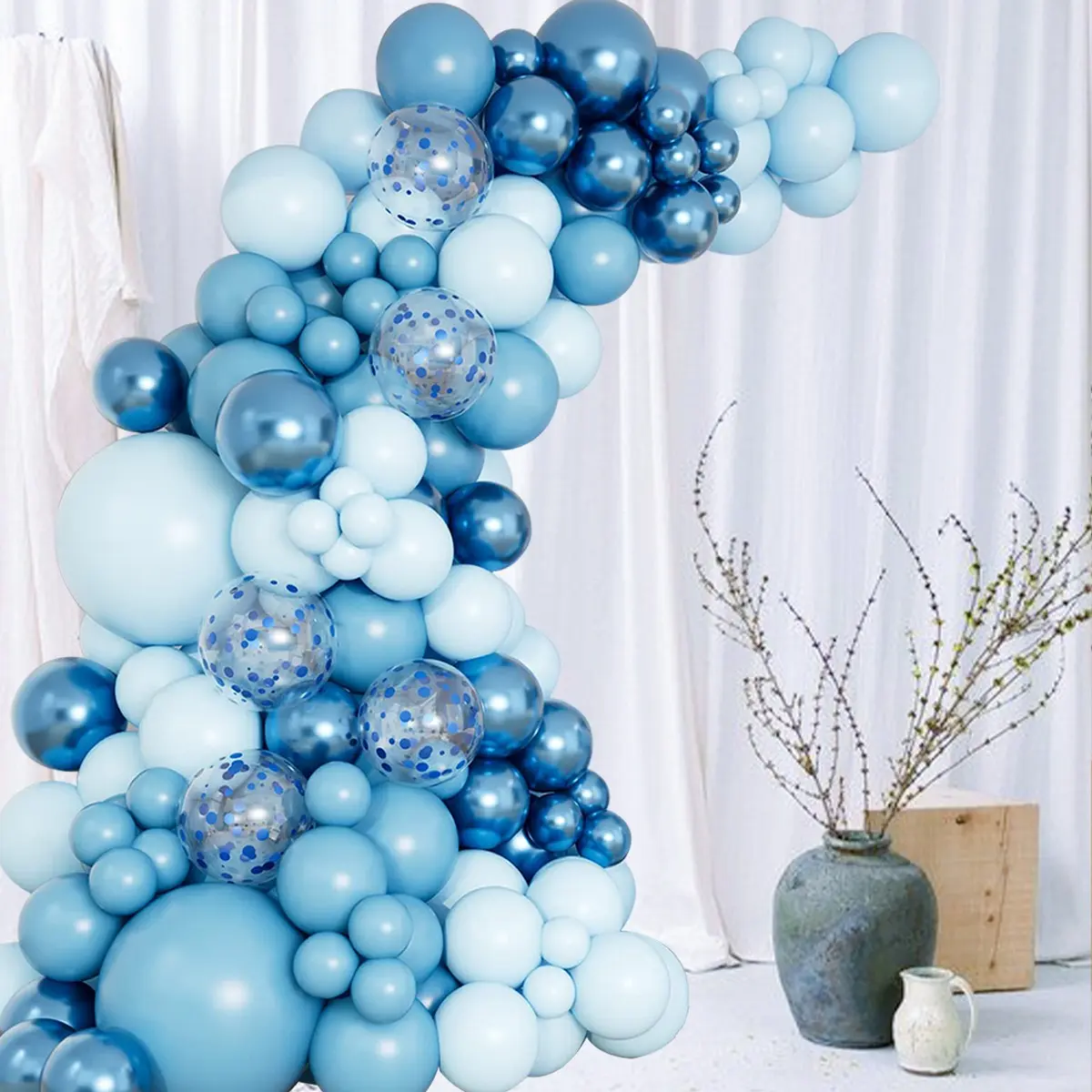 109pcs Blue Macaron Balloons Garland Arch Set, Soft Blue Balloons, Latex Balloons, Neutral Design, Balloon Arch Decoration, Perfect for Birthday Party, Wedding, Baby Shower, Photo Props, Balloon Garland Kit