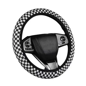 Checkerboard Pattern Car Steering Wheel Cover, Non-slip Car Steering Wheel Protector without Inner Ring, Universal Car Steering Wheel Cover for Men & Women, Car Accessories