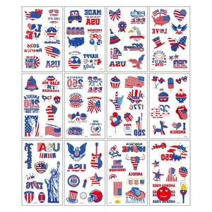 Independence Day Temporary Tattoos Patriotic Star American Flag Eagle Designs 4th of July Party Favors USA Striped 4th July Decorations Tattoos for BBQ Summer Party Supplies 12Sheets