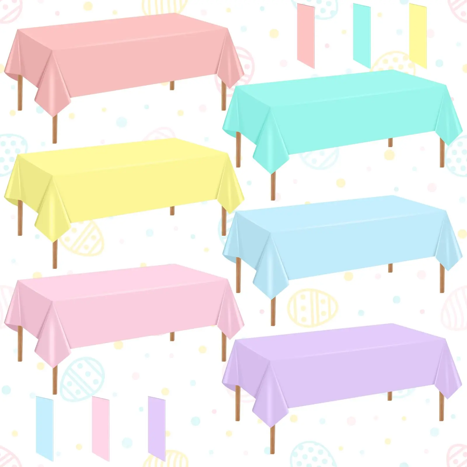 mwellewm 6 Pcs Easter Tablecloth Party Decorations Pastel Table Cloths Plastic 54x72 Inch Rainbow Tablecloth Disposable Rectangle Table Cover for Birthday Baby Shower Wedding Princess Ice Cream