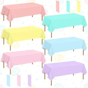 mwellewm 6 Pcs Easter Tablecloth Party Decorations Pastel Table Cloths Plastic 54x72 Inch Rainbow Tablecloth Disposable Rectangle Table Cover for Birthday Baby Shower Wedding Princess Ice Cream
