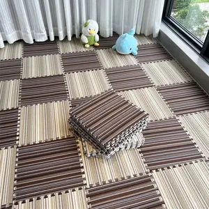 1 Pack 10 Pieces Foam Floor Mat Set, Cotton Linen Carpet for Bedroom Bedside, Living Room New Ground Covering, Room Flooring Blocks