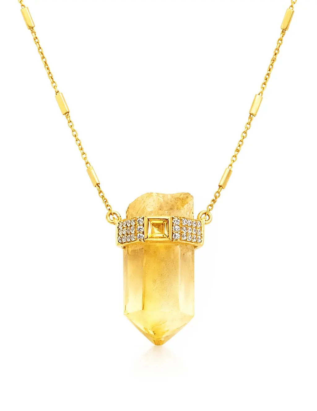 Citrine Queen Pendant Necklace in Gold – Bar Chain