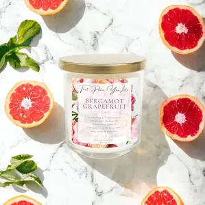 Bergamot Grapefruit Candle 8oz, Non-Toxic, Coconut Apricot Wax