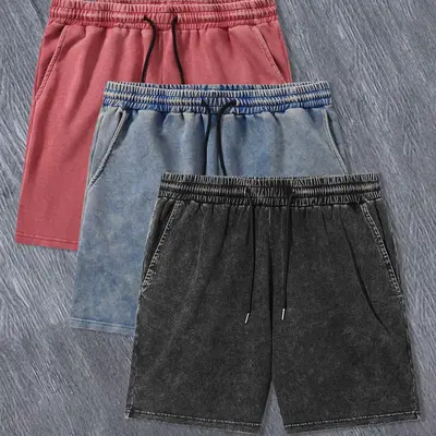 Men's Casual Denim Shorts – Elastic Waist, Loose Fit, Drawstring, Streetwear Jorts For Summer