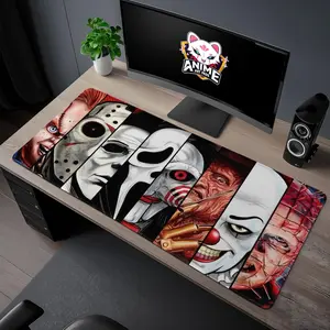 Horror Movie Villains Gaming Desk Mat – Creepy Cinema Icons Mouse Pad, Ideal Gift for Horror Movie Buffs