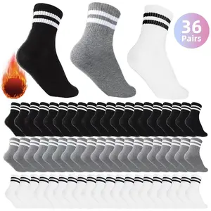 HH    6-18-36 Pairs of Socks | Simple, basic and versatile in black, white and gray. Sleek style, fits sneakers and leather shoes. Soft, skin-friendly fabric, suitable for all seasons. Knee-high design in black, white and gray. Womenswear