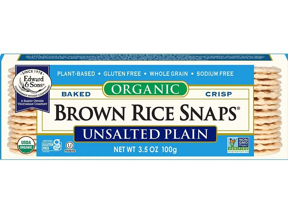 Edward & Sons Organic Brown Rice Snaps Crackers, Unsalted, 3.5 Oz