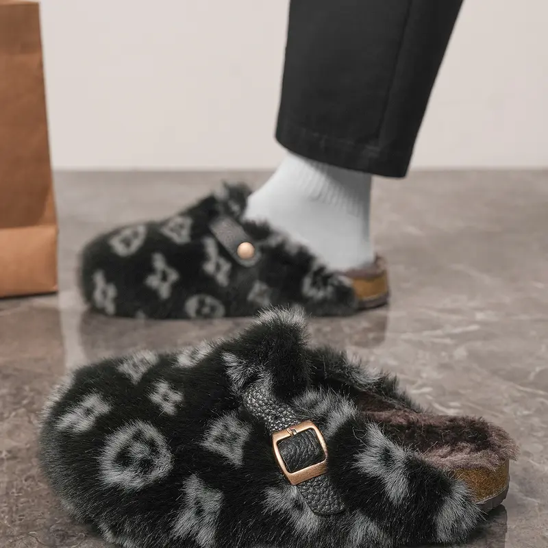 Women's Winter Warm Comfortable Luxury Long Plush, Anti-Slip Outdoor Shoes, Fashion Artificial Fur Casual Footwear, Warm House Slippers, Home Slippers, Fluffy Home Slippers