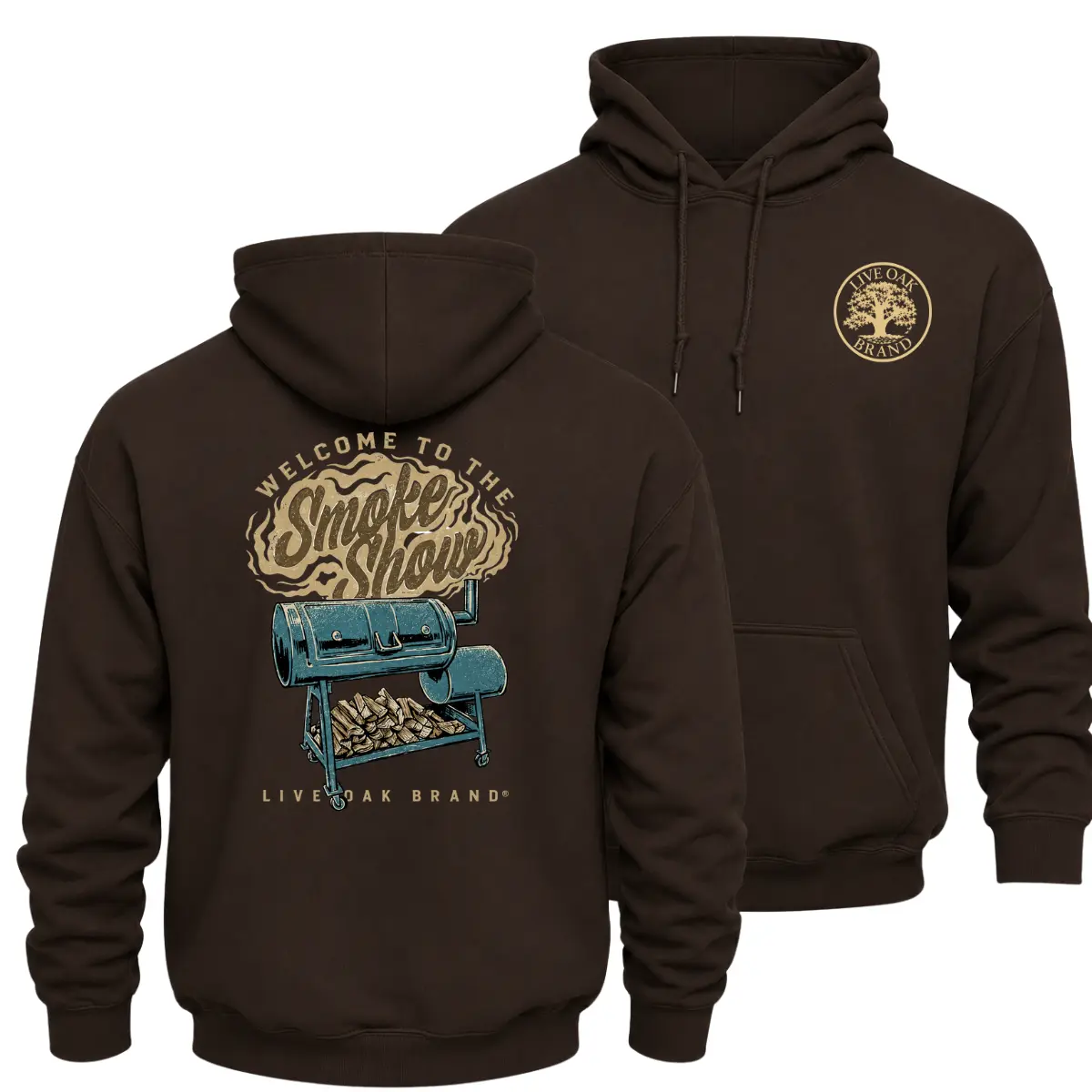 Vintage Welcome To The Smoke Show BBQ Hoodie, Double Sided Smoker Grill Graphic Pullover Sweatshirt, Retro BBQ Master Outdoor Grill Hoodie, Heavyweight Sweatshirt, Pitmaster BBQ Gift For Men