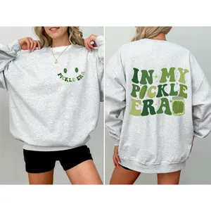 Women's Spring In My Pickle Era Sweatshirt - Long Sleeve Cotton Pullover with Fun Pickles Design & "In My Pickle Era" Text - Perfect for Pickle Lovers