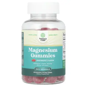 Nature's Craft Magnesium Gummies, Raspberry, 60 Gummies