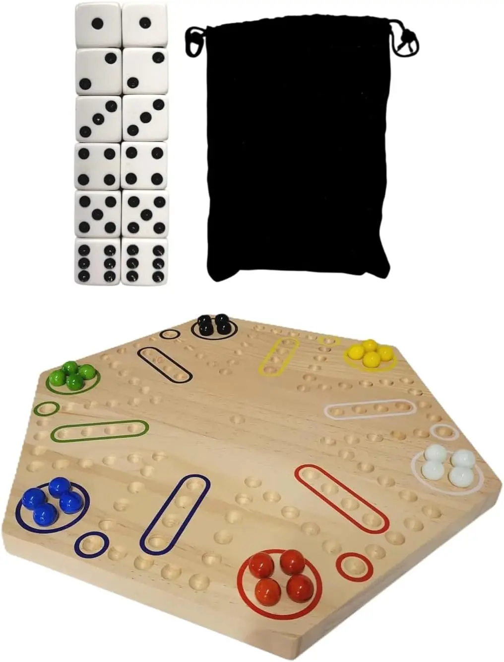 Cauff Wooden Marble Board Game – 16" 2-Sided Classic Fast Track Family Game
