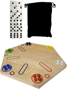 Cauff Wooden Marble Board Game – 16" 2-Sided Classic Fast Track Family Game