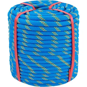 Rigging Rope 1/2 Inch x 150 Ft, Heavy Duty Bull Rope for Tree Pulling, Felling & Climbing - High Strength Polyester Static Line, Blue