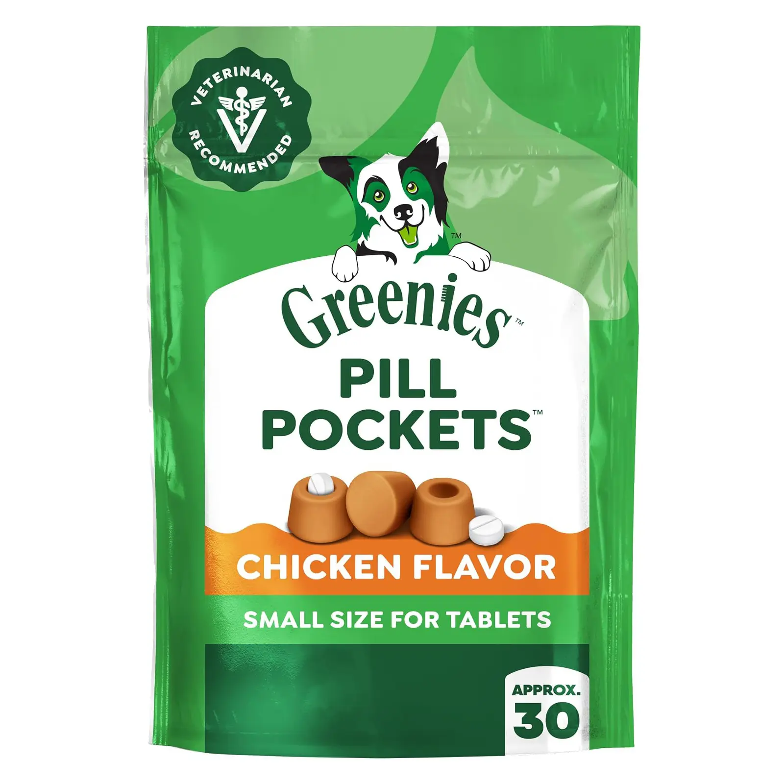 Greenies Pill Pockets Small Dog Treats, Chicken Flavor, 3.2 oz Vet-recommended, masks pill smell & taste, easy pinch-close design, stress-free medicating, tablet size, 3.2 oz. Pouch