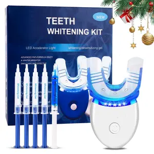 Whitening Light Teeth Whitening Kit with 5 X 3ml Carbamide Peroxide Teeth Whitening Gel,Safe Enamel, perfect ift for Parents,girlfriend/boyfriend gift Moldable Denture Cavities Pellets replacement denture broken oral use effective