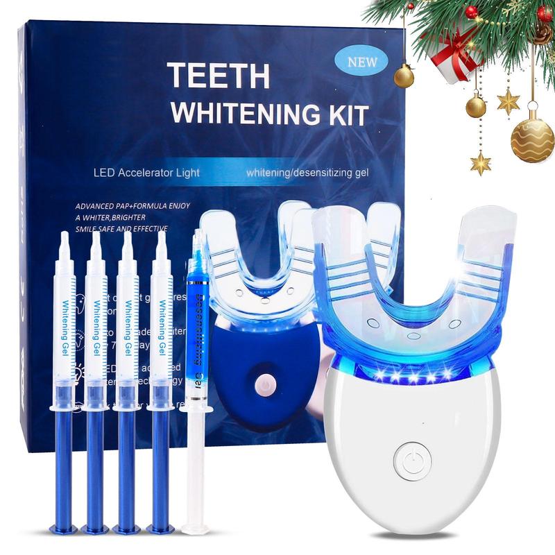 Whitening Light Teeth Whitening Kit with 5 X 3ml Carbamide Peroxide Teeth Whitening Gel,Safe Enamel, perfect ift for Parents,girlfriend/boyfriend gift Moldable Denture Cavities Pellets replacement denture broken effective