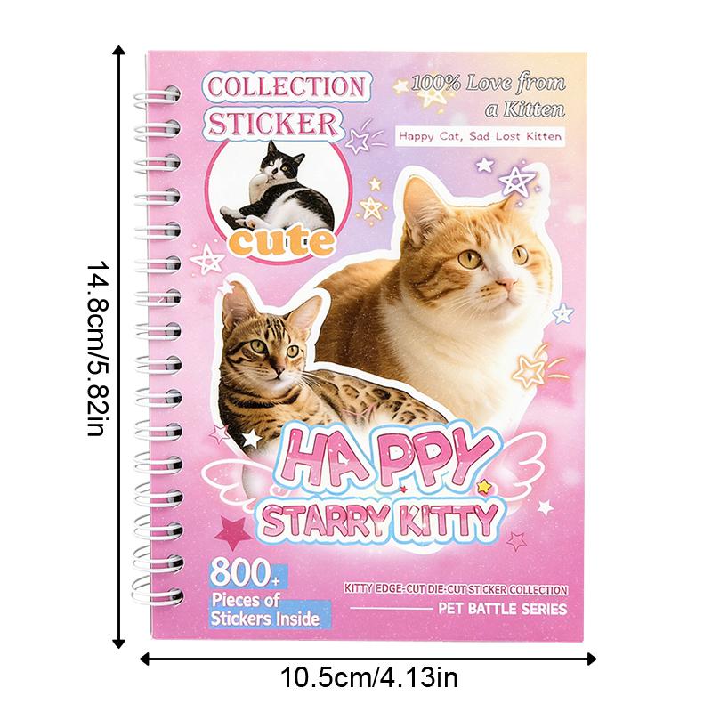 800PCS Cute Pet Stickers Book,  Cat & Dog Kawaii Stickers for Journaling, Scrapbooking, Water Bottles, Laptop, Phone Case & DIY Crafts,30 Sheets，Graduation Gifts