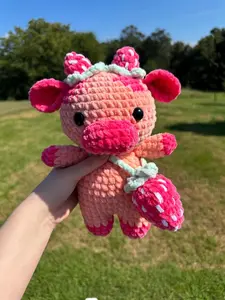 Crochet Strawberry Cow Plushie Crochet Cow