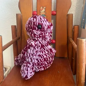 Crocheted Double Pink Dino