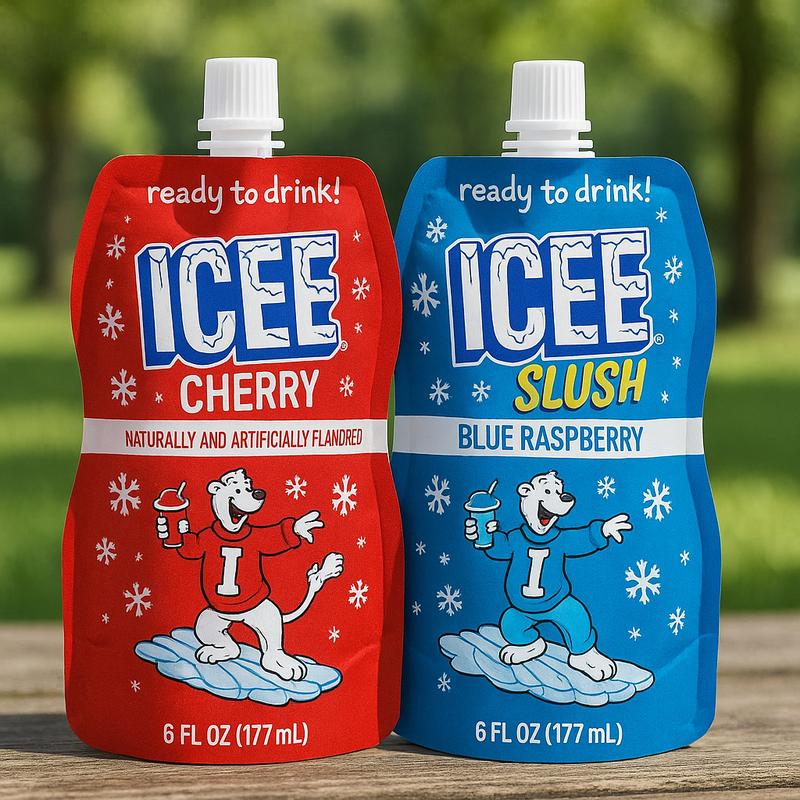 ICEE Slush 12-Pack Frozen Fruit Drink Pouches 6oz Each Red Cherry Just Freeze Squeeze for Instant Slushy Drink No Machine Needed Perfect for Parties Lunchboxes & Gifts Natural Taste Beverage