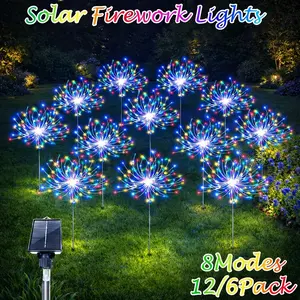 IP 65 Waterproof Solar Firework Light,Outdoor Solar Garden Decorative Lights 360/720 LED Powered DIY Landscape Light for Walkway Pathway Backyard Christmas Decoration Parties