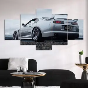 5 Counts Unframed Canvas Poster, Silver Supra Car Poster, Exquisite Artistic Poster, Perfect Living Room Decoration, Modern Art, Modern Cool Design, Fashion Family Poster, Wall Art Decoration, Odorless, Waterproof, Artwork, Unframed Art Print