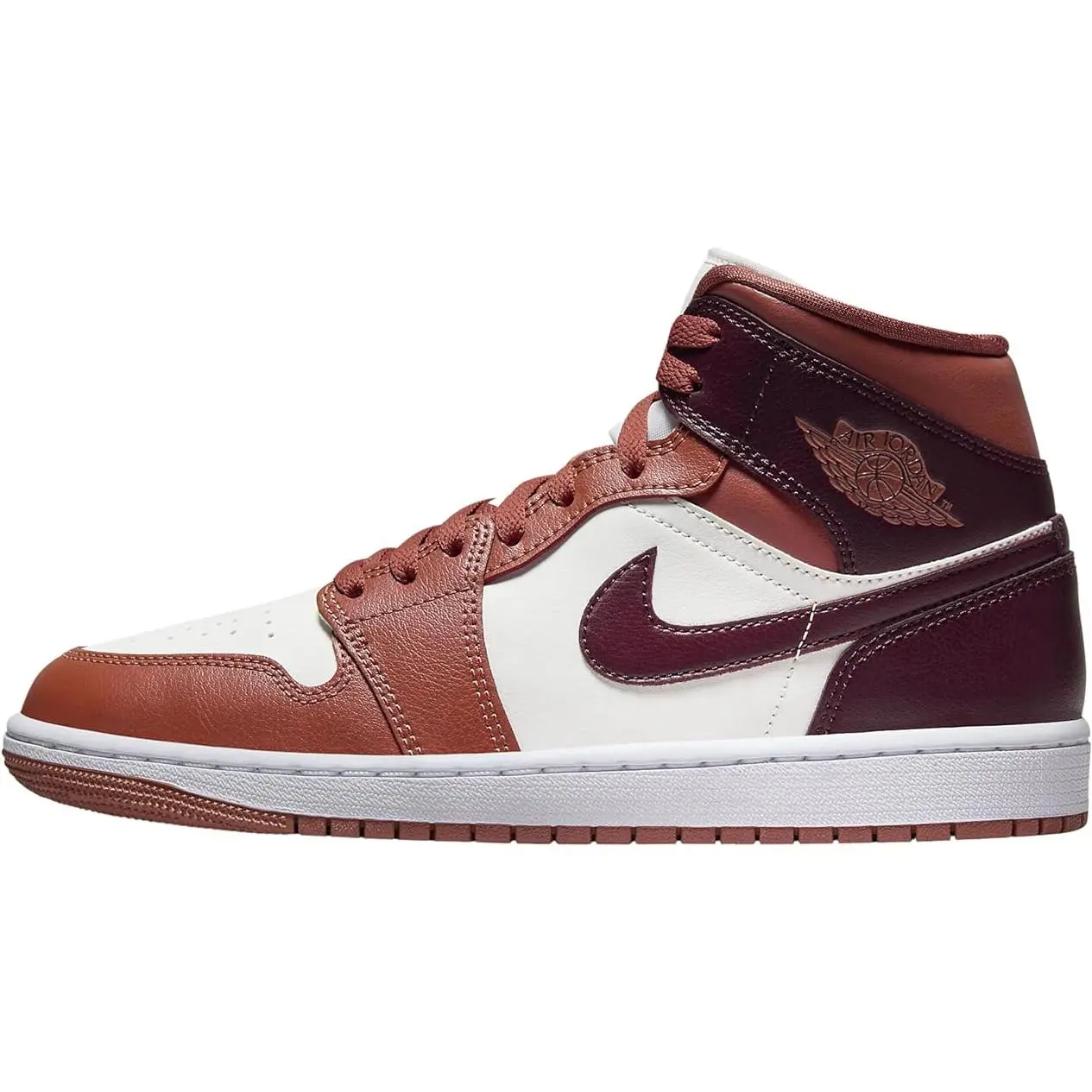 Women's Jordan 1 Mid Dusty Peach/Night Maroon-Sail (BQ6472 200)