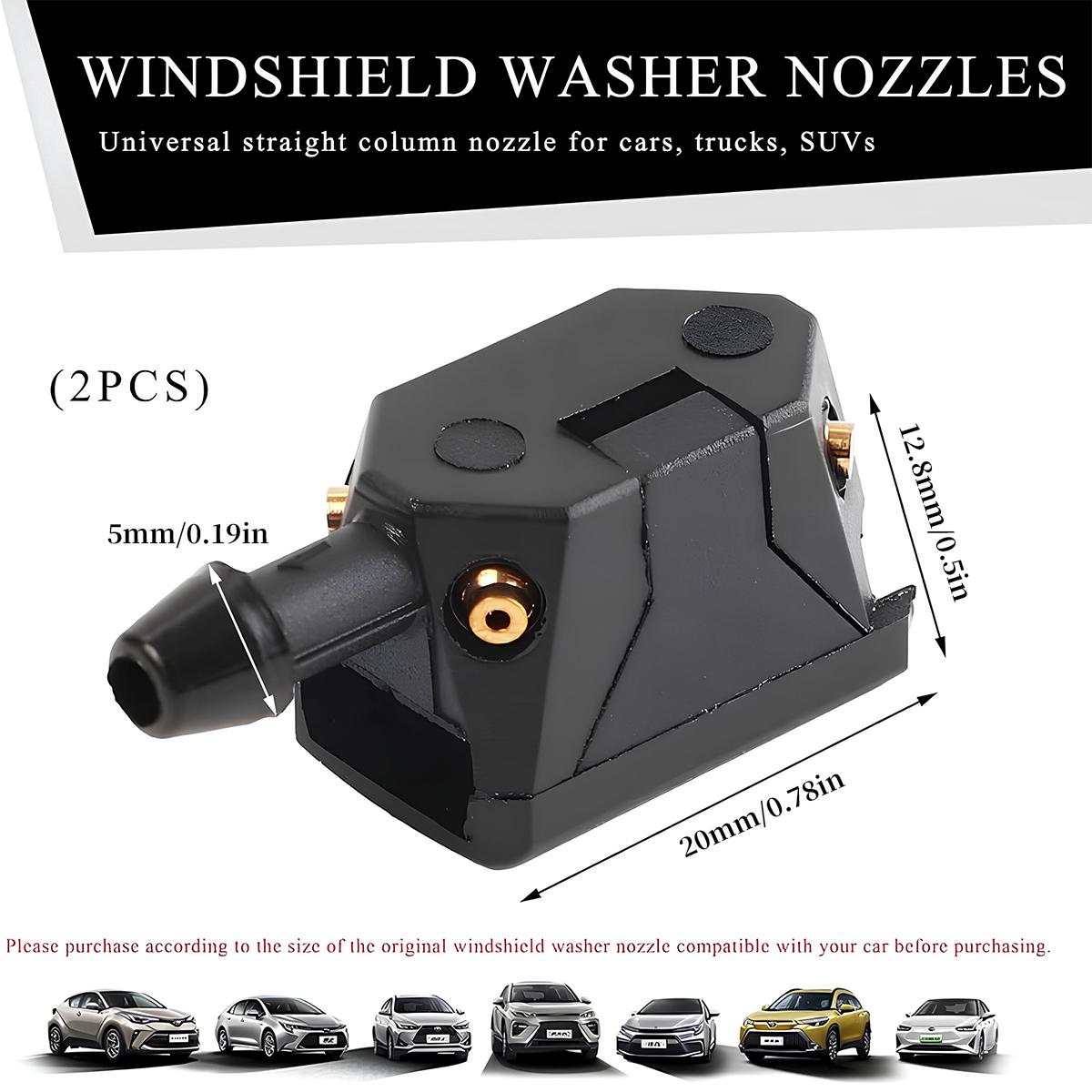 2 PCS Front Windshield Washer Nozzles, 4 Holes Car Windshield Washer Wiper Arm Sprayer, Auto Left Right Windshield Washer Squirter Nozzle Replacement, Universal Vehicle Accessories 2 PCS Front Windshield Washer Nozzles, 4 Holes Car Windshield Washer Wiper Arm Sprayer, Auto Left Right Windshield Washer Squirter Nozzle Replacement, Universal Vehicle Accessories