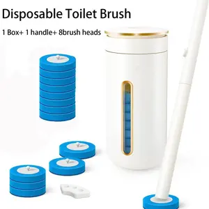 Disposable Toilet Brush, Toilet Bowl Cleaning System with 24 Wand Refill, Clean Brush Starter Kit with 1 Toilet Wand, 1 Storage Caddy and 1 Fragrant Tablet (1 + 24) cleaners