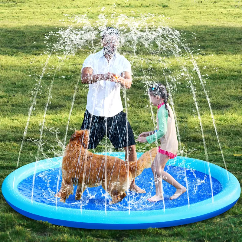 SLOOSH Non-Slip Splash Pad Sprinkler - Outdoor Water Toys Play Mat for Toddlers Kids Dogs, Outside Thickened Sprinkler Pool Party Durable Backyard Fountain for Girls Boys Pets (60in&72in, Blue) TikTokShopSummerTurnup