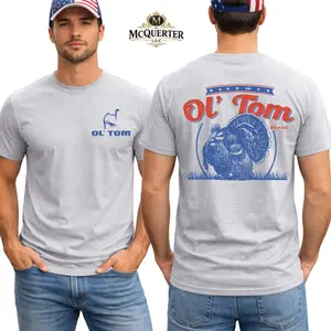 Ol' Tom Turkey Hunting Shirt, Vintage Wild Turkey Graphic Tee, Patriotic Gobbler Back Print, Spring Hunter Gift Apparel for Outdoor Hunting Men and Women.