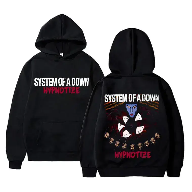 [Sale Up To 40%] 2 Side Vintage Rock Band System Of A Down Hypnotize Print Hoodie Men Alternative Metal Music Sweatshirt Mens Gothic Harajuku Streetwear