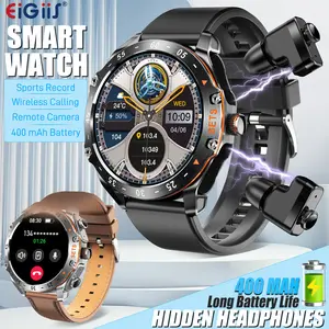 EIGIIS Smart Watch with Earbuds (Call Make Answer), 2 in 1 Wireless Smartwatch, 1.52" HD Screen Smartwatch for Men Women, Activity Recorder Long Time Standby Men Women Sports Smart Watch Compatible with iPhone Android Phones