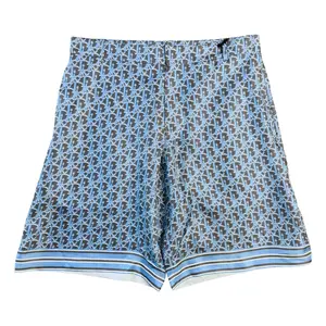 Dior Oblique Logo Silk Bermuda Shorts Grey Multi