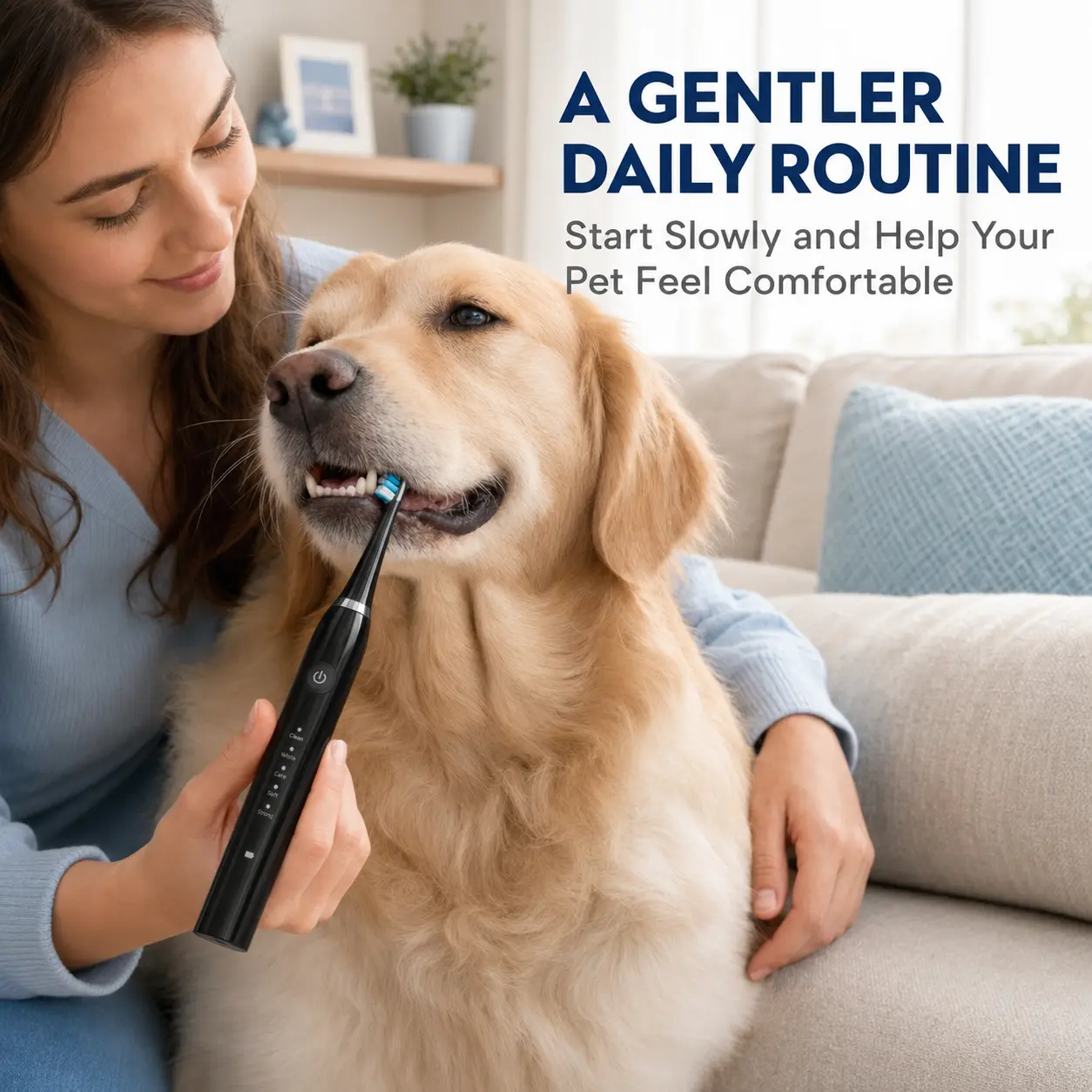 5-Mode Electric Pet Dental Cleaning Kit for Dogs & Cats, USB Rechargeable Pet Toothbrush with 2 Brush Heads, 2 Cleaning Tips & Oral Mirror for At-Home Teeth Care