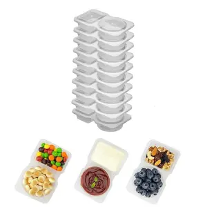 10/20/30 Set Reusable Snack Containers, Food Storage, 2-Compartment Dipping Containers with Lid for Refrigeration, Portion Control, Outdoor Takeaway Sauce Dip Case（4.45oz） Stackable Storage Containers, Stackable Lunch Container