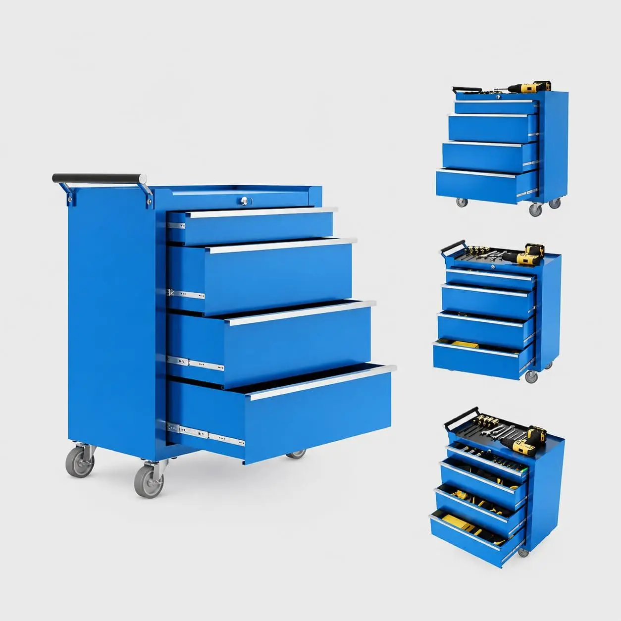 Rolling Tool Chest, 5 Drawers Tool Storage Cabinet, Toolbox with Wheels, Portable Tool Cabinet Organizer with Locking System & Drawer Liners, Tool Storage Cart for Garage, Workshop, Blue
