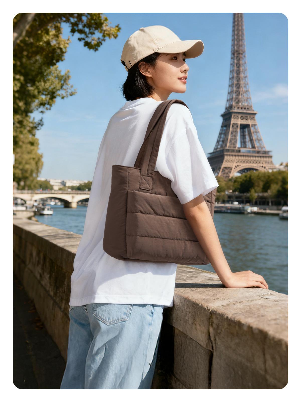 【NEW IN】BAGSMART Upgraded Mini Bubble Puffy Tote Bag Longer Length Added Shoulder Strap Durable Quilted Laptop Tote for Travel Work SpringStatements