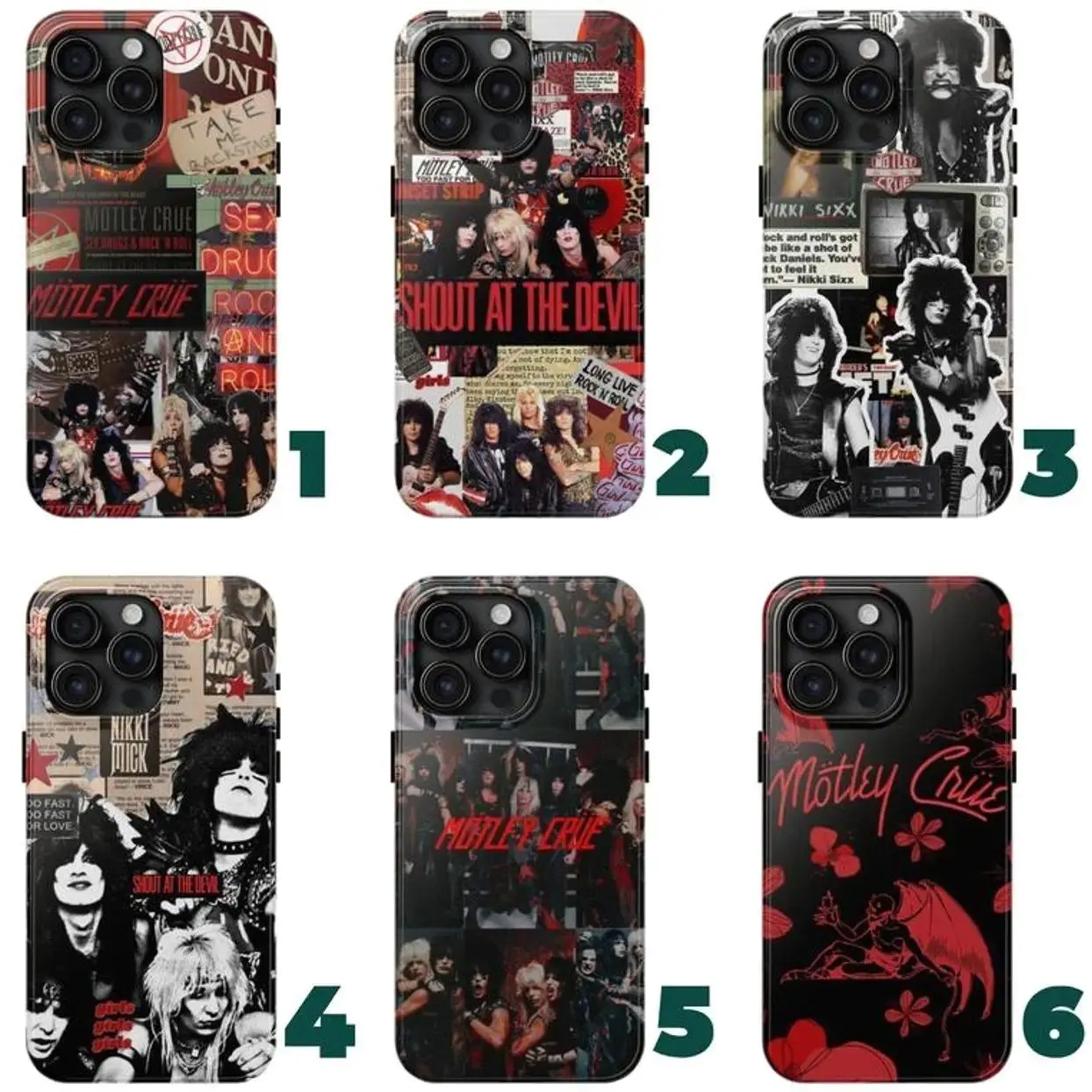 Ver1 Motley Crue Vintage Rock Band Soft TPU Slim Cover Phone Case - 80s Metal Aesthetic Accessory, Camera Guard, Precise Cutouts, Shockproof Safety, Multi-Model Fit for iPhone 12-17 Pro Max/Pro Plus, Samsung S23-S25, Accessories