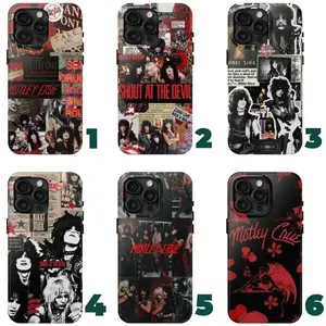 Ver1 Motley Crue Vintage Rock Band iPhone & SS, 80s Metal Aesthetic Phone Case Protection, Shockproof For IPhone 17-12, Pro Max, Pro Plus, and Samsung S25 24 23 Safety Case