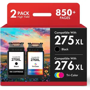 275 and 276 TS3722 TR4720 Ink Cartridges Replacement for  Printer 275XL 276XL Combo Pack PG-275 CL-276 XL for  PIXMA TR4700 TR4722 TS3522 TS3522 TS3500 TS3520 TS3720 (2 Pack, Black Color)