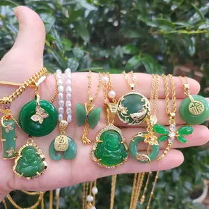 Gold Filled Green Jade Necklace, Choose your Chain