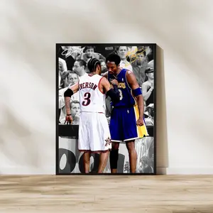 Kobe Bryant & Allen Iverson Poster, Basketball Legends Wall Art Print Decor