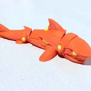 3D Shark Articulade - Mini PLA figure with Yellow Accents for Kids, adults and decor