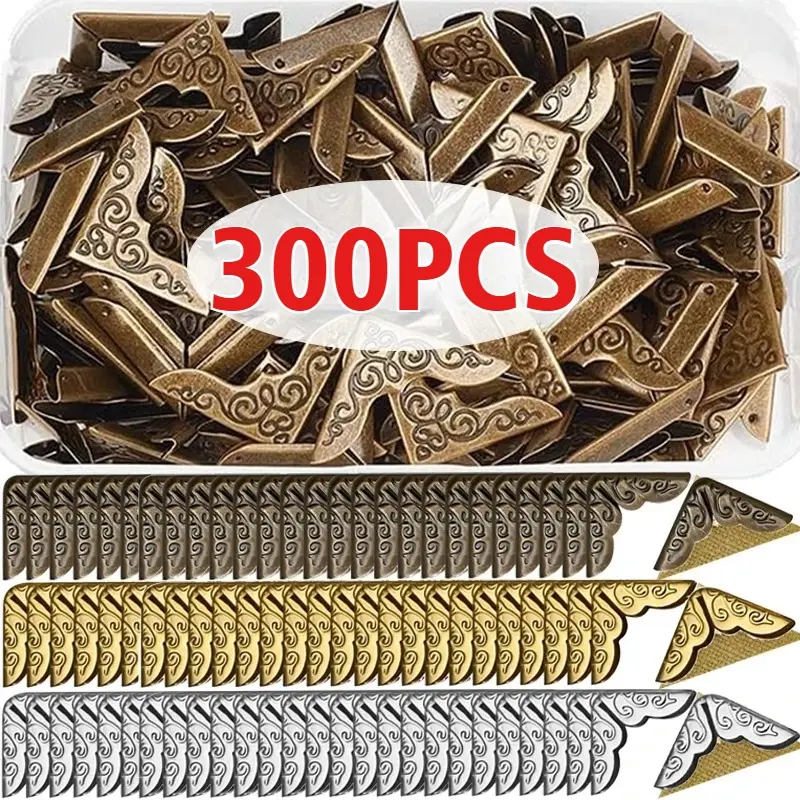 300PCS Scrapbooking Albums Corner Protectors Metal Book Scrapbooking Edge Corner Protectors DIY Decoration Crafts Home Office Supplies