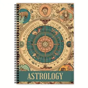 Vintage Astrology Spiral Notebook, Zodiac Symbols, Planetary Interpretations, Mystical Art Cover, Celestial Illustrations, Astrological Insights, Self-Study Guide, Essential for Enthusiasts, Astrology Lovers
