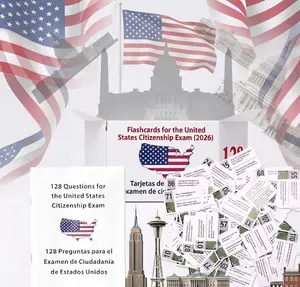 [2026 Edition] US Citizenship Flash cards - 128 Civics Questions & Answers Study Guide, Bilingual English & Spanish, Pocket-Sized Naturalization Test Prep Cards with Bonus Booklet