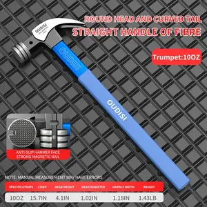 1 Multi-Function Heavy-Duty Claw Hammer Double-Sided Claw Hammer Woodworking Nail Puller Non-Slip Grip Durable and Sturdy Ideal for Woodworking, Construction, Auto Repair, Camping, Emergency Escape Industrial and Household Use Clawhammer
